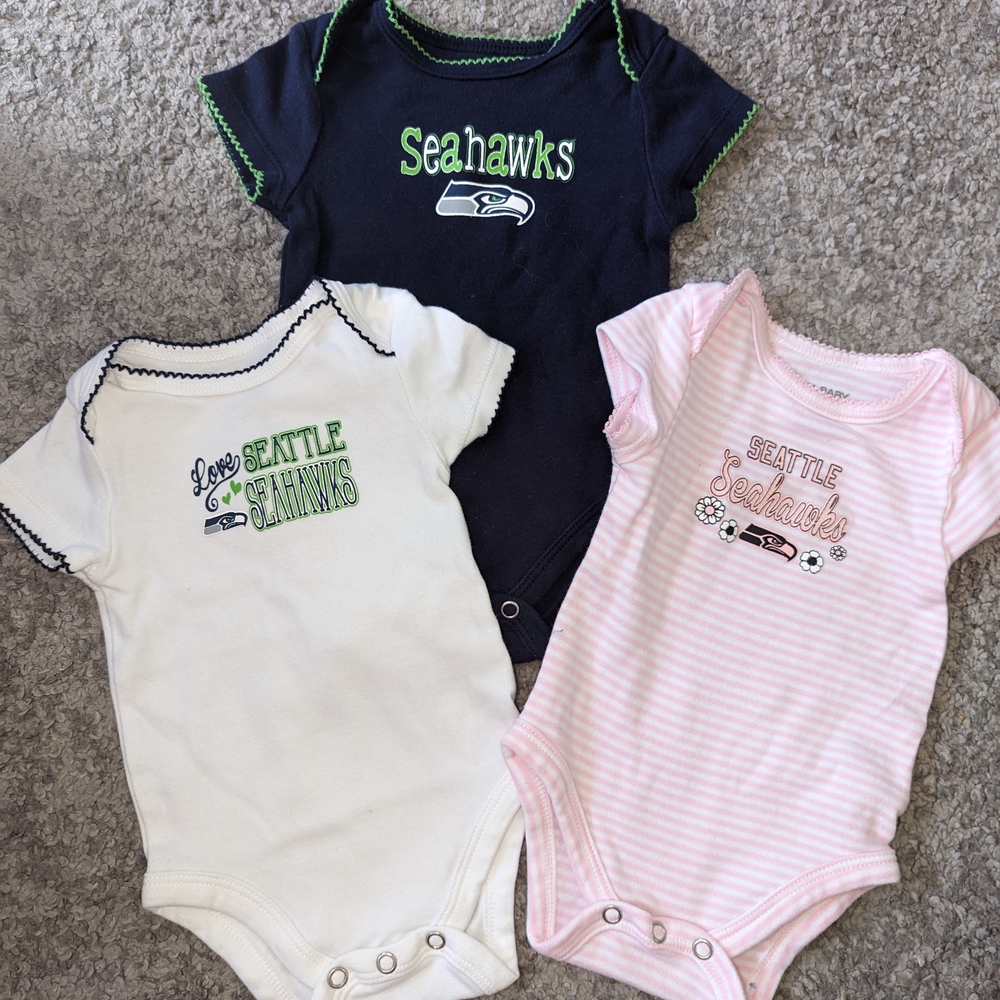 NFL Seahawks 3 piece Baby Girl Bodysuit Set